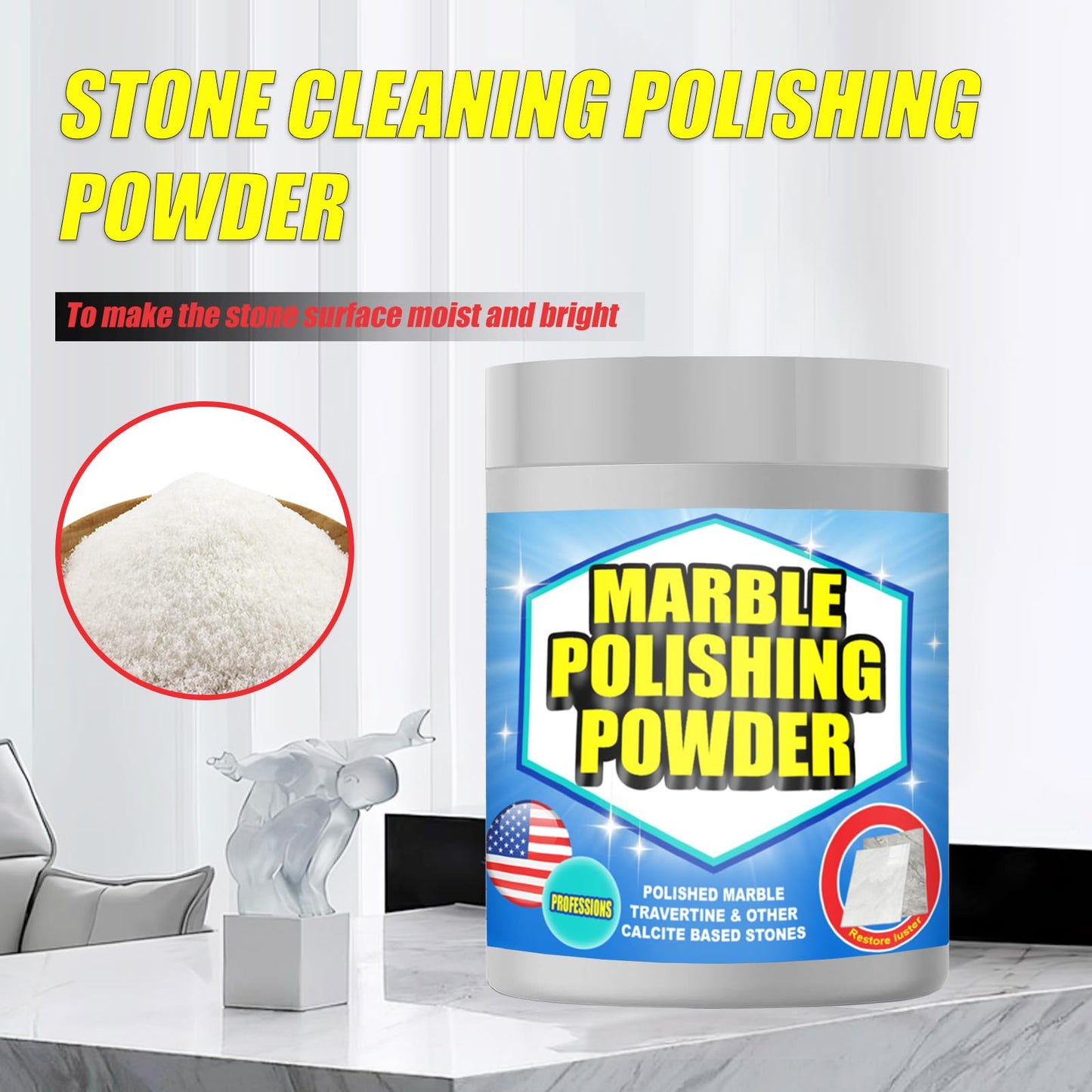 Eyaeyao Marble Polishing Powder & Compound - Granite Countertop Polish, Etch & Scratch Remover, Stone Cleaning Powder & Cleaner for Marble Polish