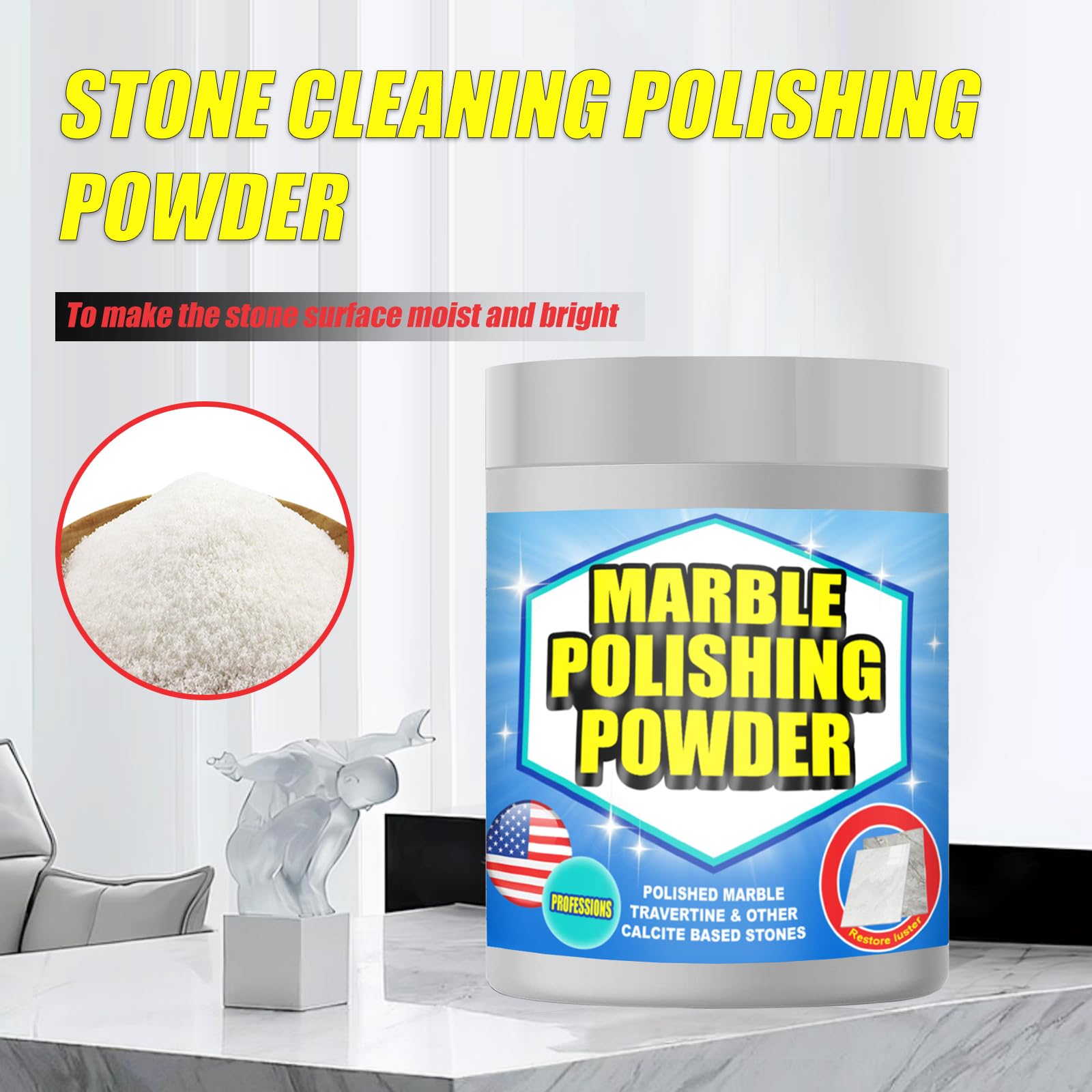 Eyaeyao Marble Polishing Powder & Compound - Granite Countertop Polish, Etch & Scratch Remover, Stone Cleaning Powder & Cleaner for Marble Polish