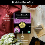 Buddha Teas - Crown Chakra Tea - Organic Herbal Tea - For Spiritual Connection - With Lavender, Gotu Kola Leaf, Rose Petal & Amethyst Essence - 100%