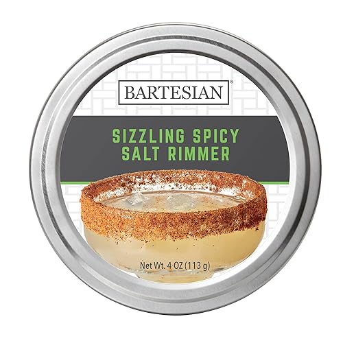 Bartesian Sizzling Spicy Salt Cocktail Glass Rimmer - Margaritas Cocktails Flavored Rimming Garnish for Margarita Bar Drink Glasses - Professional