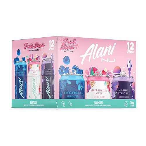 Alani Nu FRUIT BLAST VARIETY Sugar Free, Low Calorie Energy Drinks | 200mg Caffeine | Biotin B Vitamins | Zero Sugar | 10 Calories | 12 Fl Oz Cans |