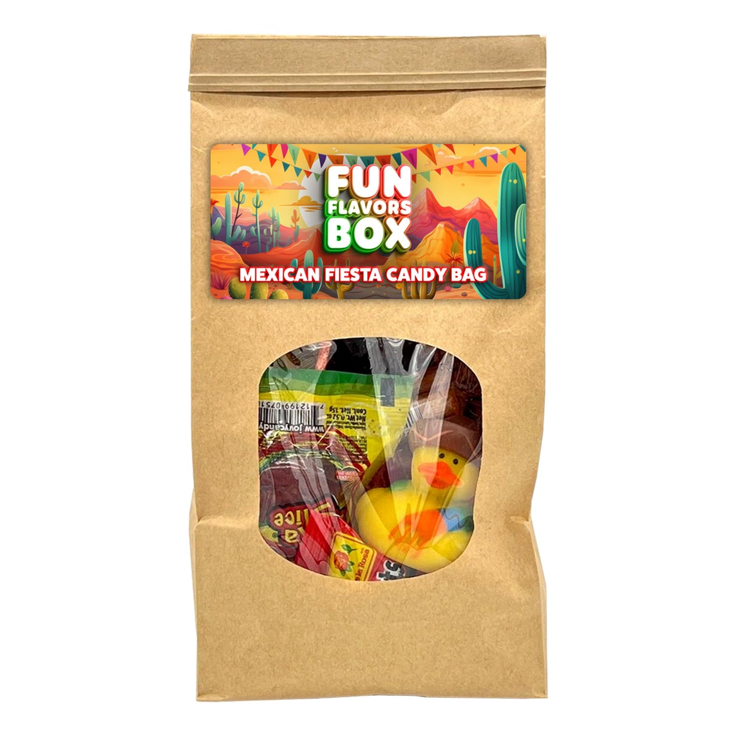 Fun Flavors Box Cinco de Mayo Mexican Candy 28 Count Fiesta Gift Bag with Surprise Rubber Duck