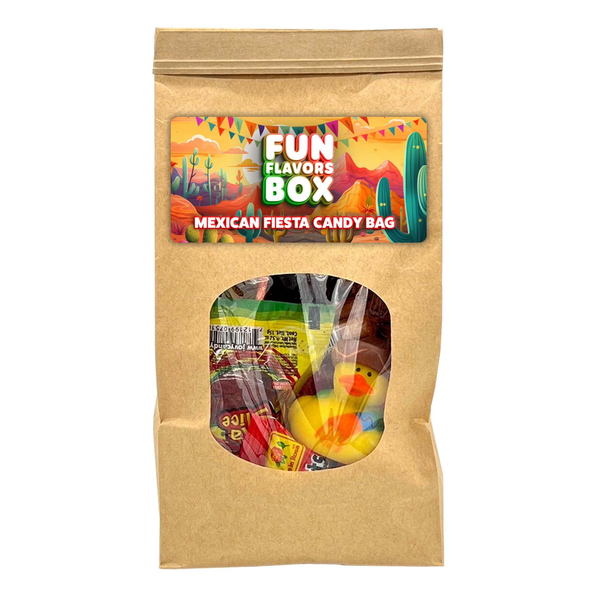 Fun Flavors Box Cinco de Mayo Mexican Candy 28 Count Fiesta Gift Bag with Surprise Rubber Duck