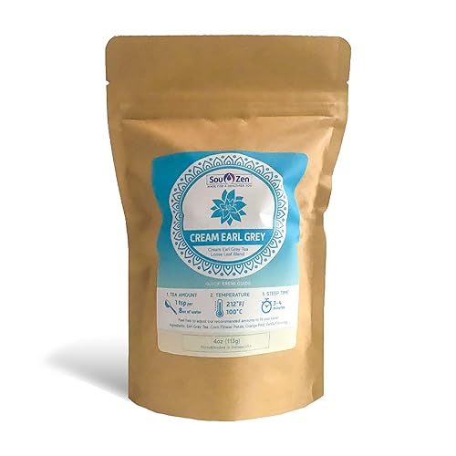 Sou Zen Cream Earl Grey 4oz (113g) Loose Leaf Tea | Premium Quality Tea Leaves and Ingredients | Creamy Vanilla Taste and Naturally Organic