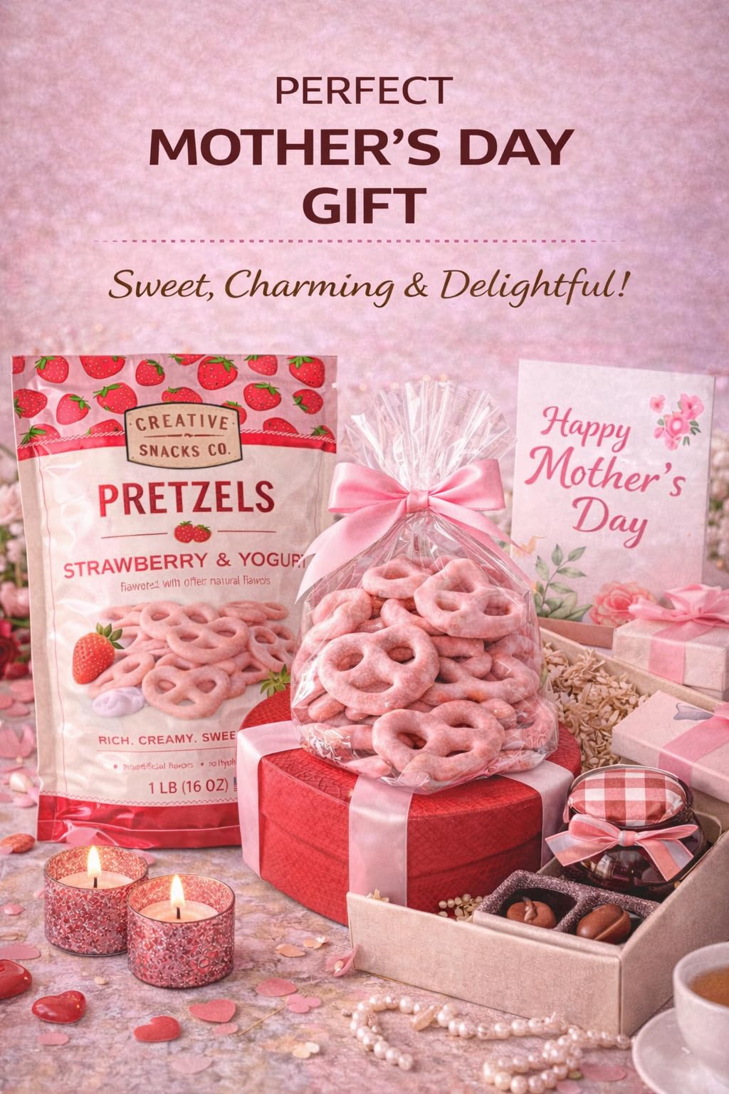 Creative Snacks Strawberry & Yogurt Pretzels 1 lb 8 oz. (680 g.)