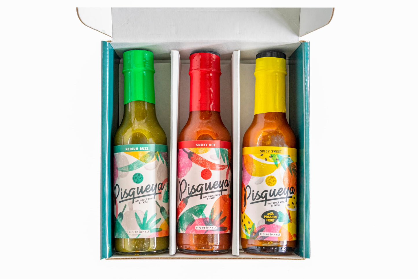 Pisqueya Hot Like Fuego Hot Sauce Gift Set, 3 Caribbean Sauces
