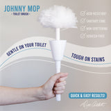 Don Aslett Johnny Mop | Set of 2 Toilet Brushes | 14" Handle to Easily Clean Toilet or Shower | Scratch Free Bowl Swab | Safe to Use with Your