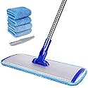 18" Professional Microfiber Mop Floor Cleaning mop, Flat Mop with Stainless Steel Handle,4 Reusable Washable Mop Pads and mop Pads Brush,Microfiber