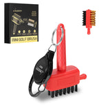 Joooones Mini Golf Brush with Nylon/Brass Bristles and Retractable Keychain - Pocket Brush Leave No Trace Clean Dual-Sided Brushes Easy to Carry(Red)