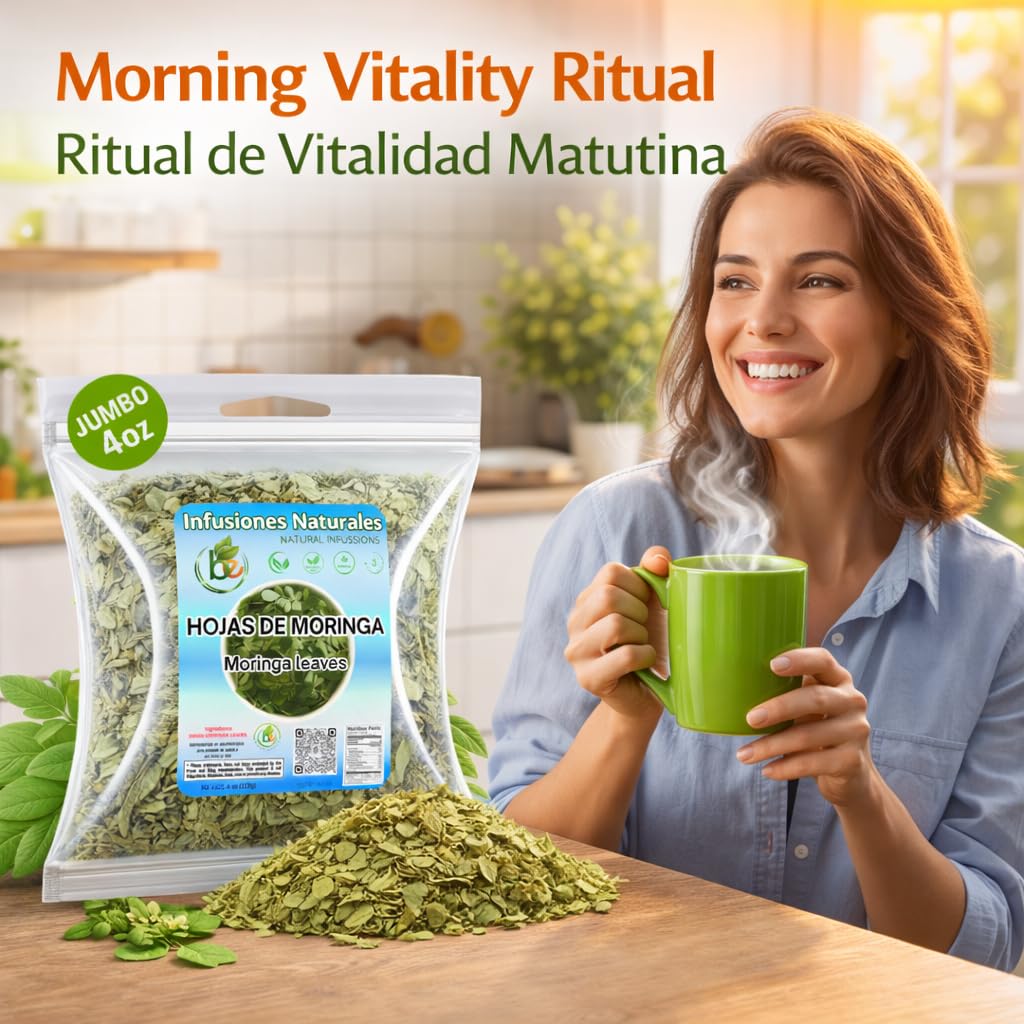 Moringa Leaf Tea - 4 oz (113 g) - 100% Natural Loose Leaf | Non-GMO, Vegan, Caffeine-Free Herbal Infusion - Dried Oleifera Leaves (Té de Hojas de