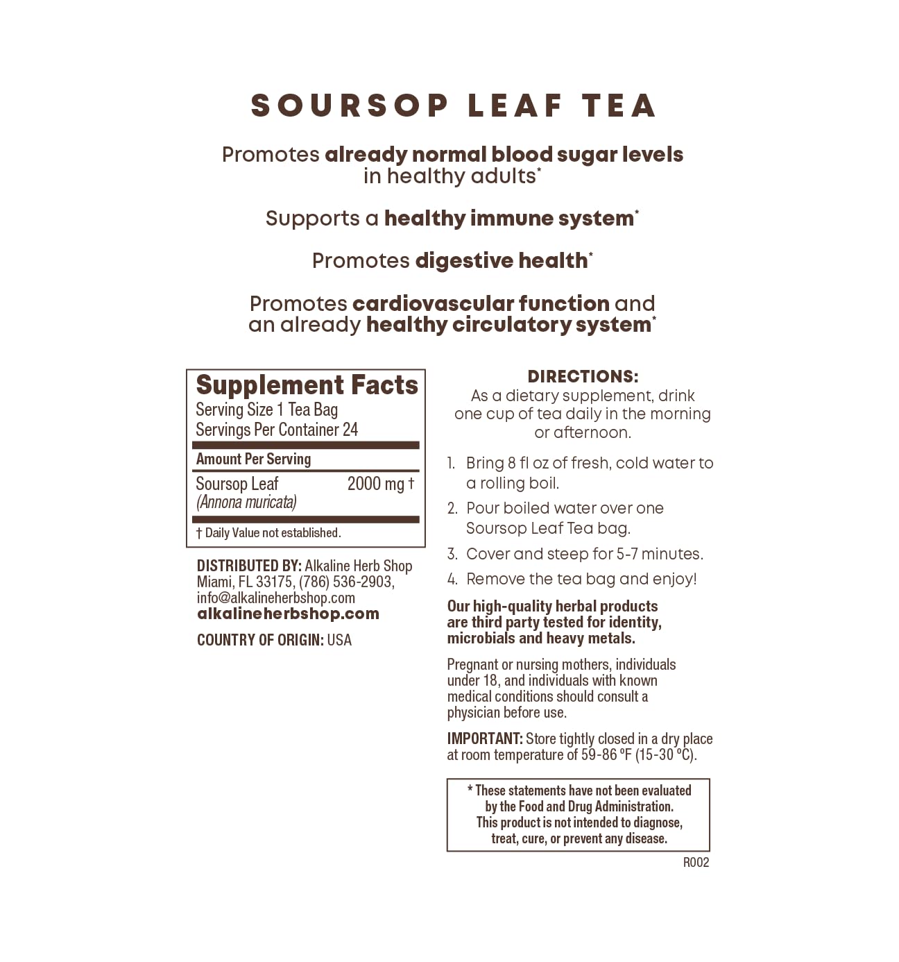 Alkaline Herb Store Soursop Leaf Tea Supplement