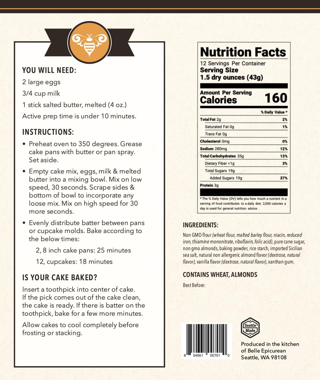 Belle Epicurean French Almond Cake Mix