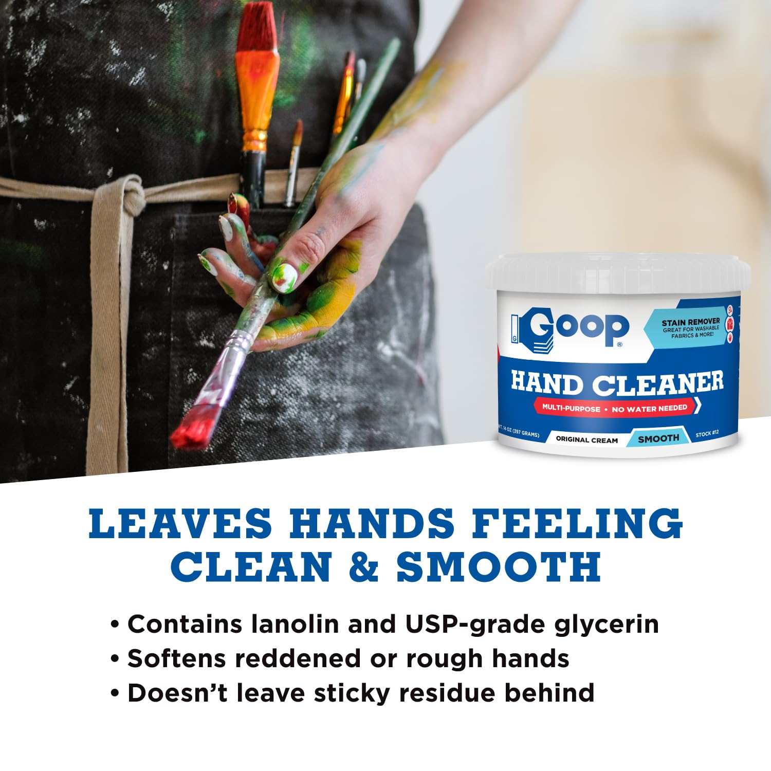 GOOP Original Multi-Purpose Waterless Hand Cleaner and Stain Remover - 14 oz Can (Pack of 3)