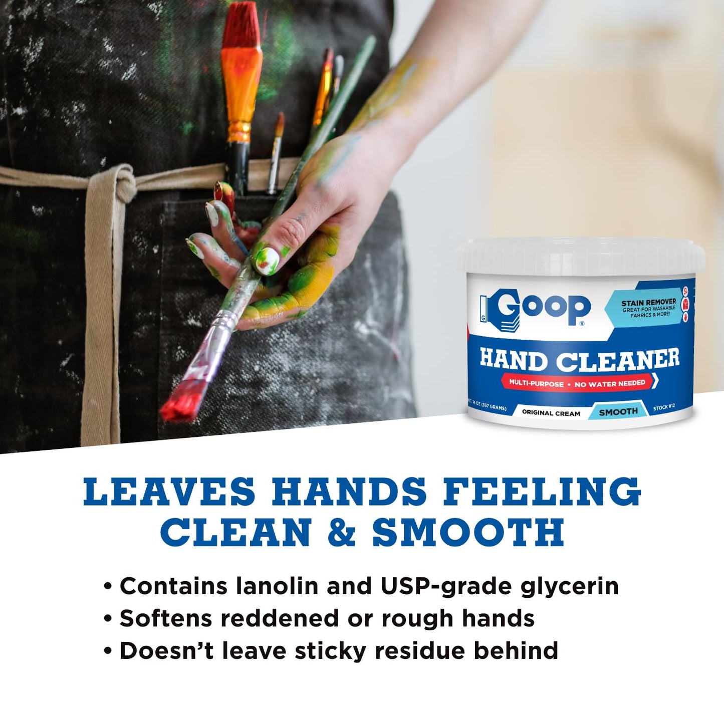 GOOP Original Multi-Purpose Waterless Hand Cleaner and Stain Remover - 14 oz Can (Pack of 4)