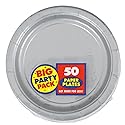 Silver Round Paper Plates - 6.75" (50 Pc) - Sturdy & Eco-Friendly Party Essentials - Perfect for Celebrations & Events