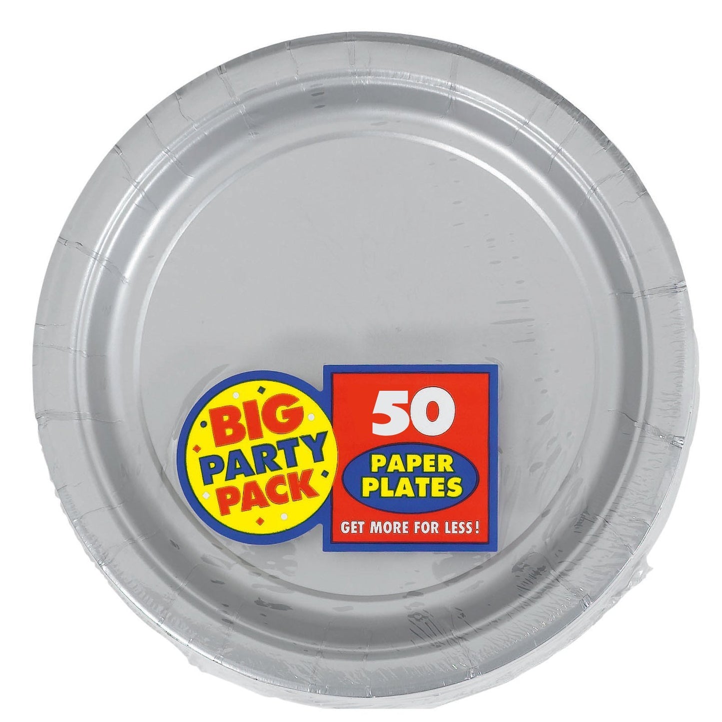 Silver Round Paper Plates - 6.75" (50 Pc) - Sturdy & Eco-Friendly Party Essentials - Perfect for Celebrations & Events