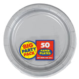 Silver Round Paper Plates - 6.75" (50 Pc) - Sturdy & Eco-Friendly Party Essentials - Perfect for Celebrations & Events