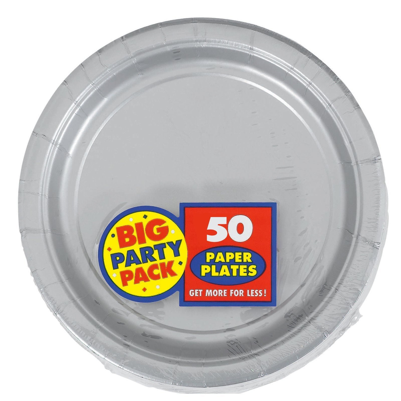 Silver Round Paper Plates - 6.75" (50 Pc) - Sturdy & Eco-Friendly Party Essentials - Perfect for Celebrations & Events