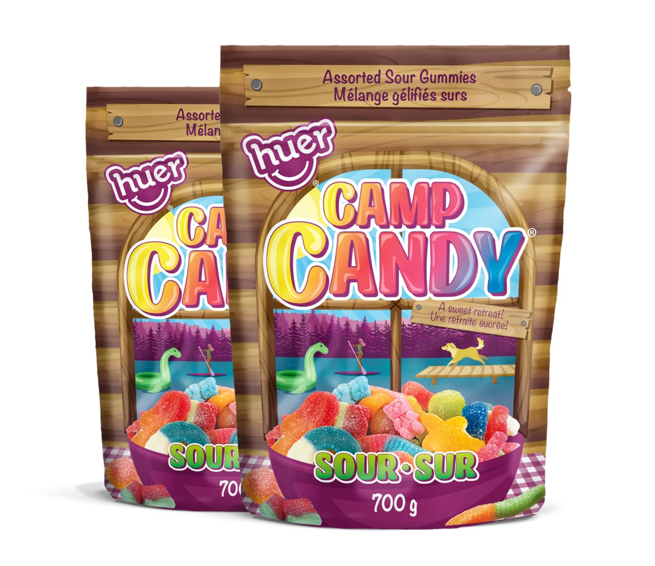 Huer Camp Candy Sour Gummies, 2x700g Bags/50 oz (2 Pack)