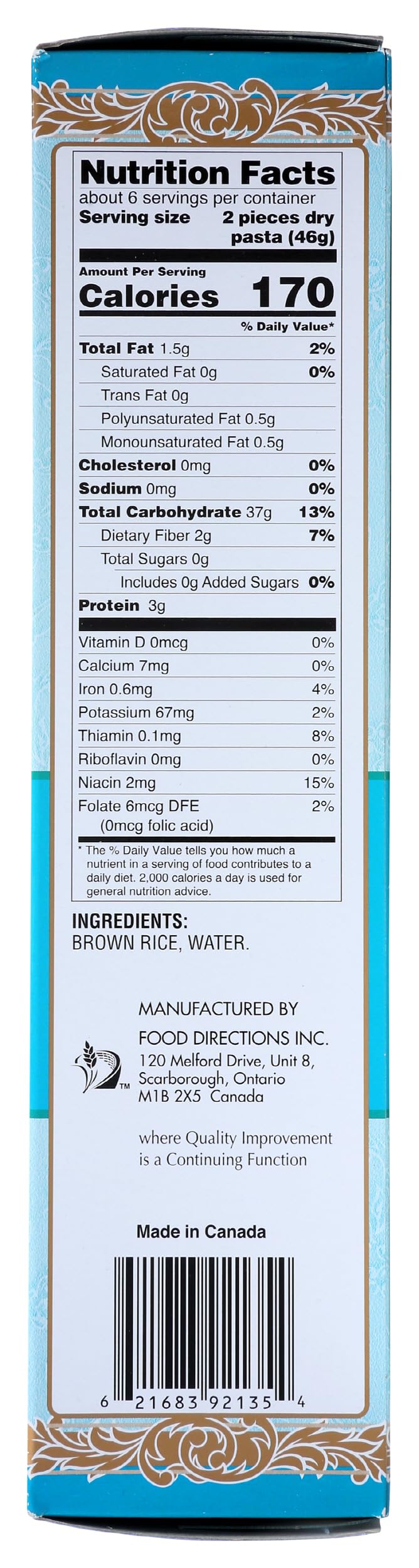 Tinkyada Brown Rice Lasagne w/ Rice Bran - 10 oz