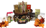 Gift Basket Village: Fall Harvest Delight - Mugs, Cookies, Crackers, Cheese, Nuts, Sausages & Coffee