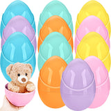 Barblog 10 Inch Giant Macaron Plastic Easter Eggs 6 pcs/ 12 pcs Large Plastic Easter Eggs With Handle Jumbo Empty Fillable Eggs for Easter Egg Hunt