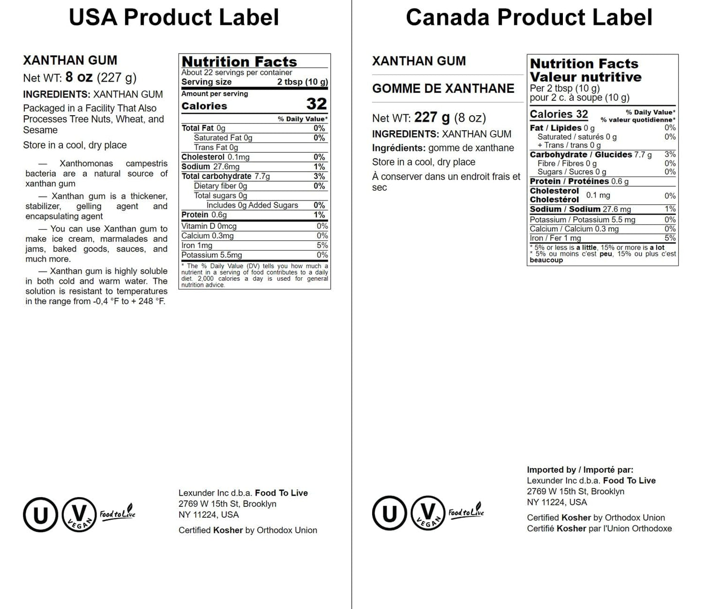 Food to Live Xanthan Gum, 8 Ounces - Kosher, Vegan, Keto Friendly, Pure Powder, Bulk, Great for Baking