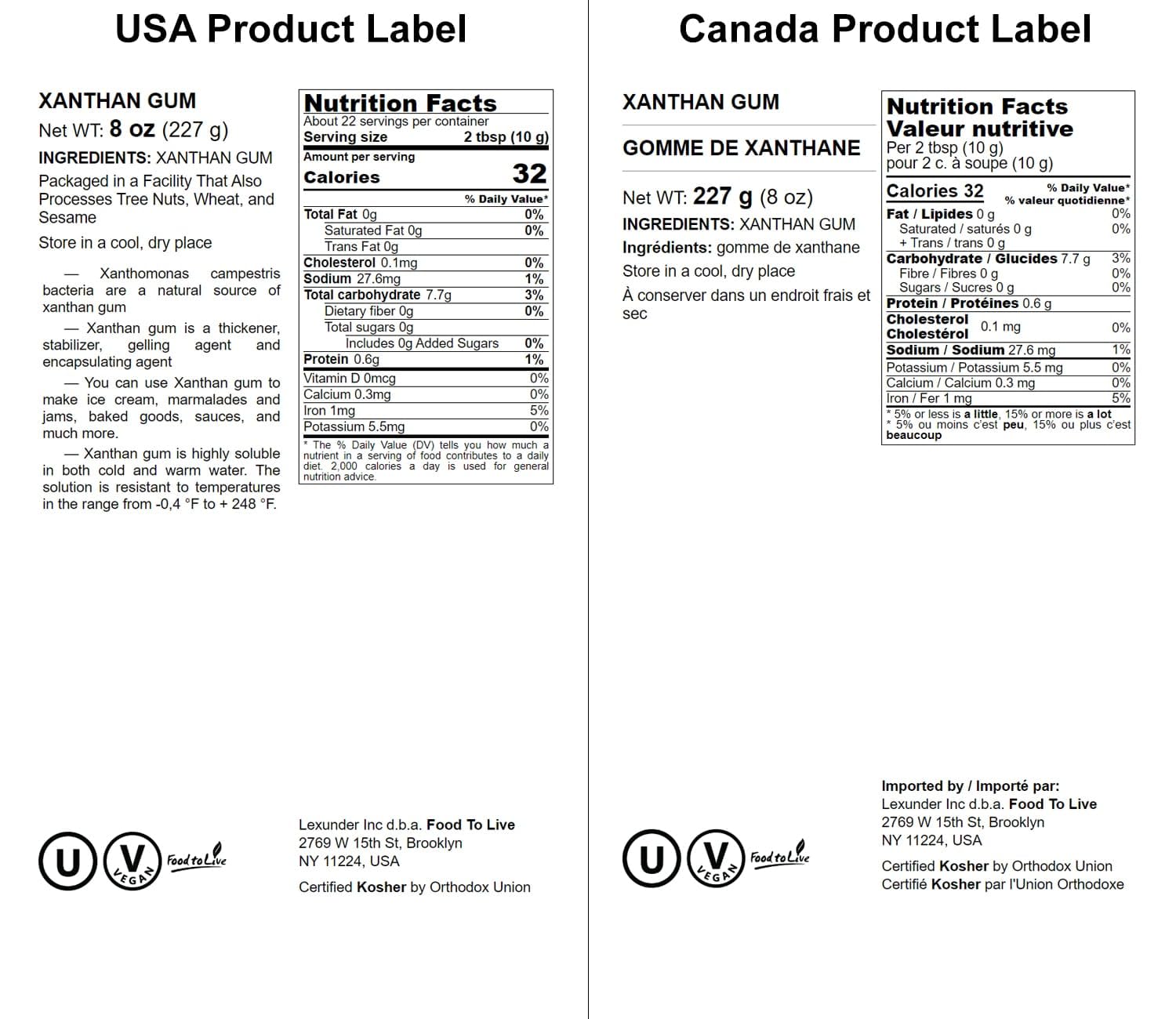 Food to Live Xanthan Gum, 8 Ounces - Kosher, Vegan, Keto Friendly, Pure Powder, Bulk, Great for Baking