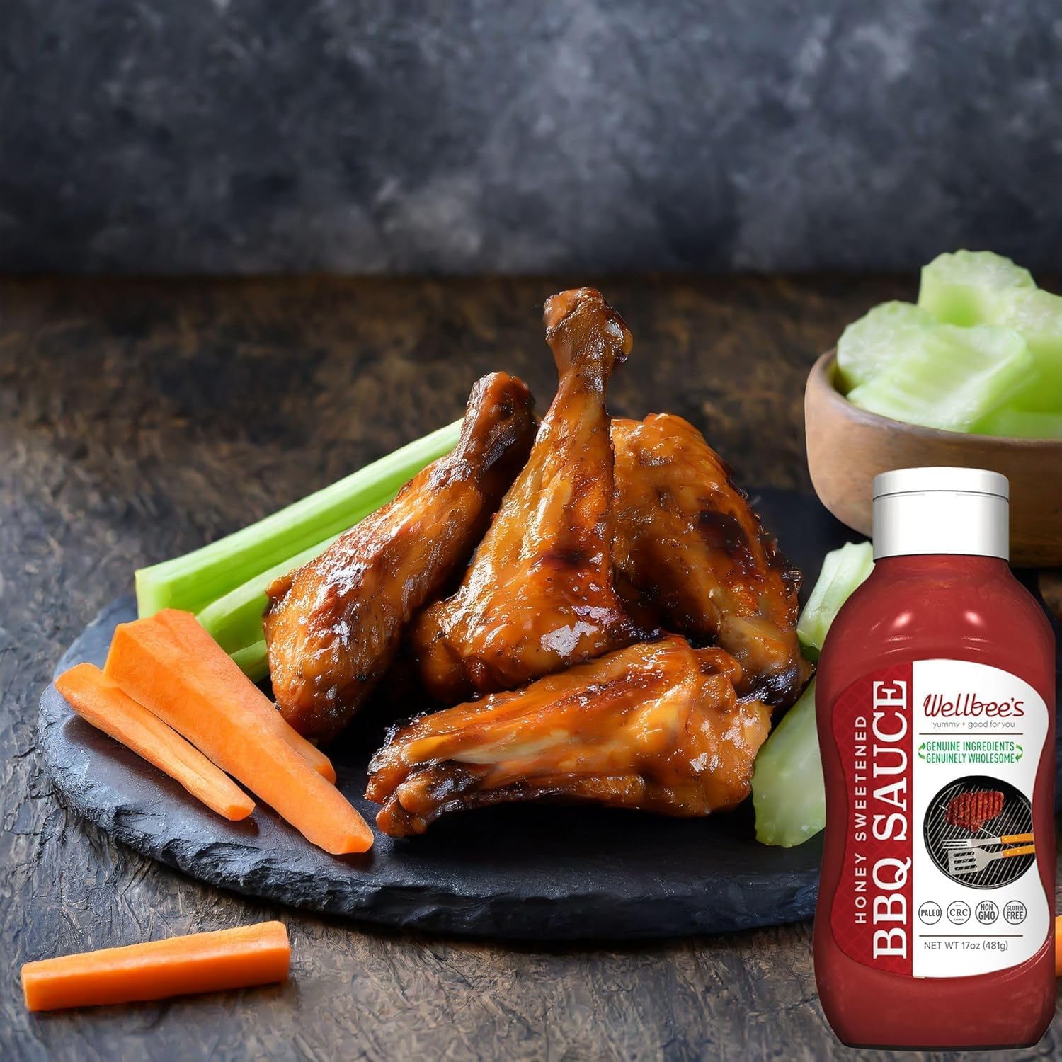 Wellbee's Honey BBQ Sauce - All Natural - 16 oz - Made w/Real Honey - Paleo Friendly And SCD Approved - Preservative Free, Refined Sugar-Free