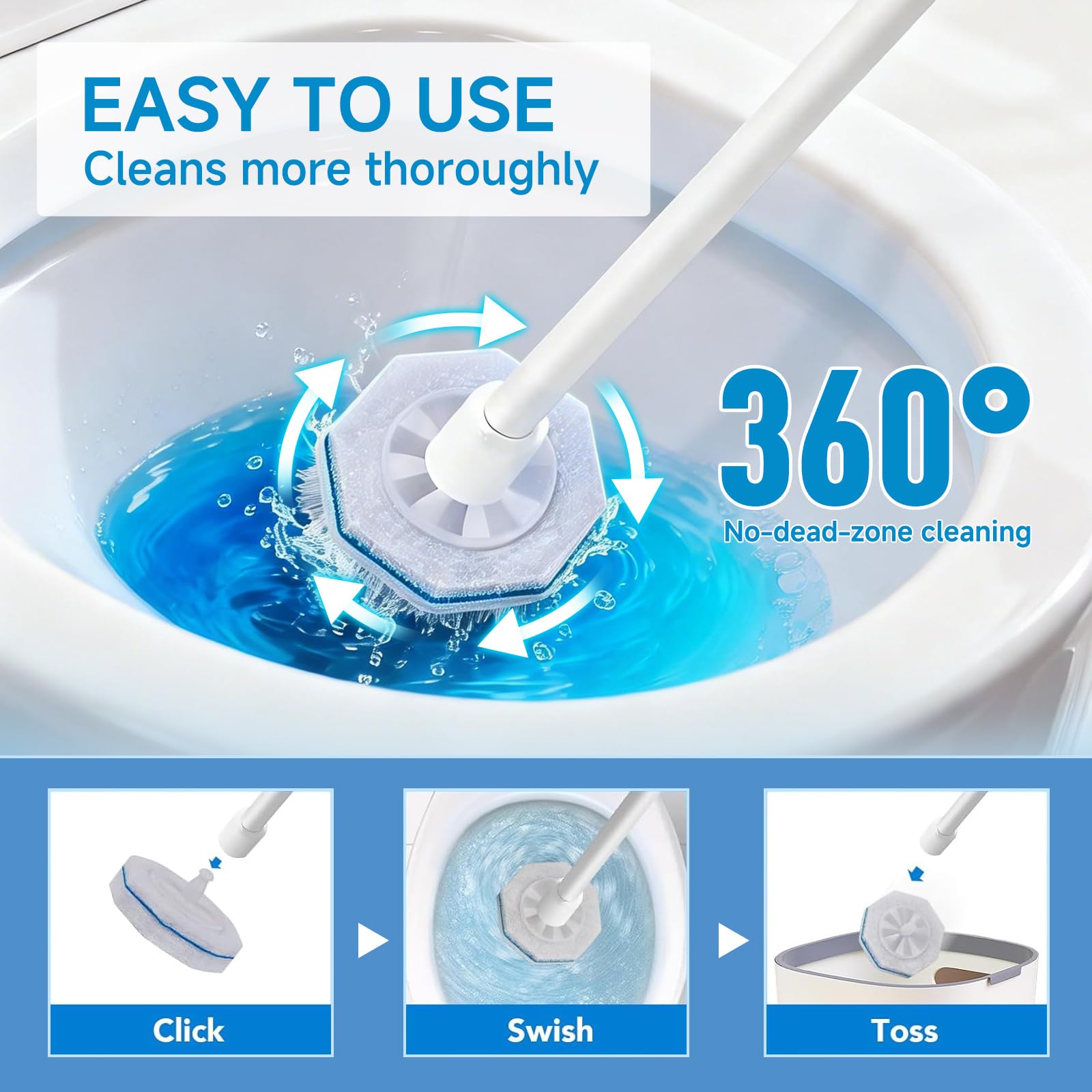 Toilet Bowl Cleaner Replacement Heads, 50 Pack, Compatible with Clorox ToiletWand, Preloaded Cleaning Pads, Snap-On Hygienic Refill