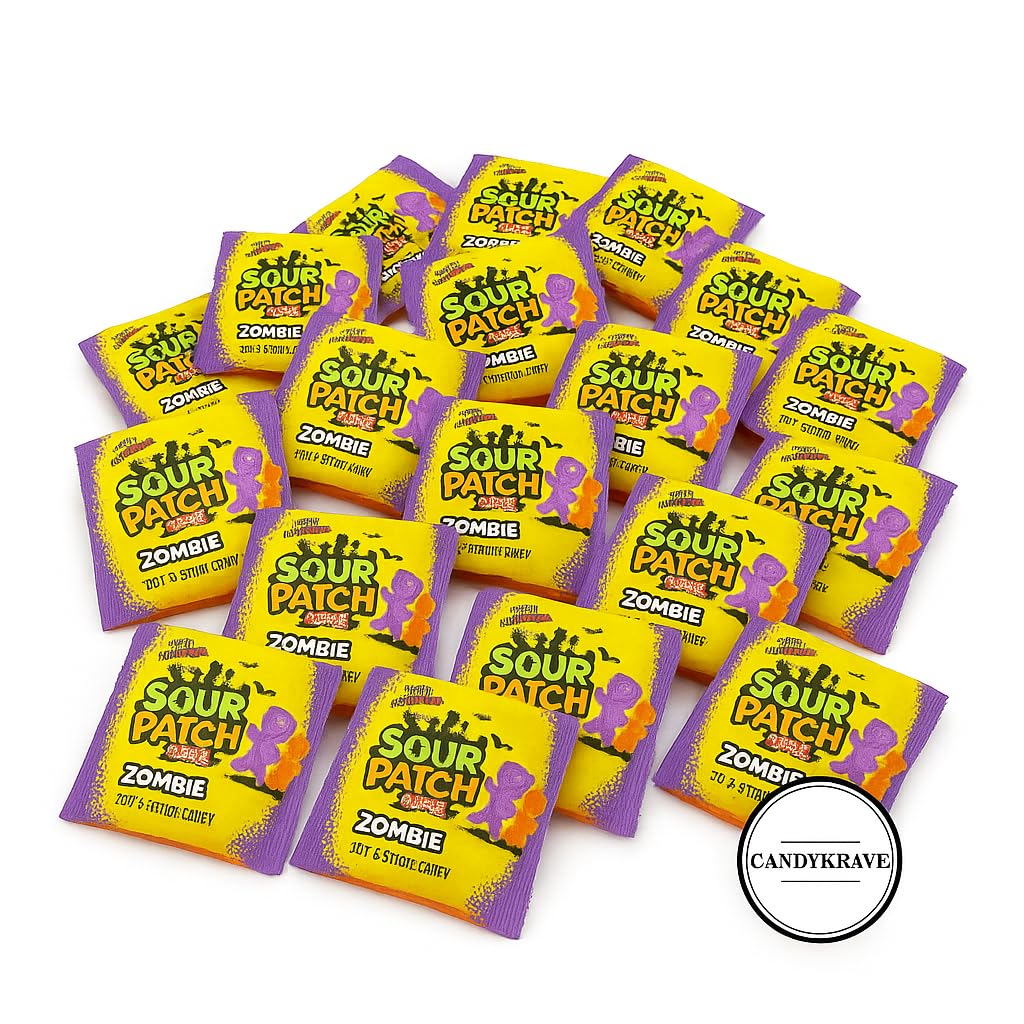 SourPatch Kids Soft & Chewy Candy - Zombies - Individually Wrapped Sweet & Sour Candy Pack - Delicious Gummy Treats for Halloween, Pinata Stuffers