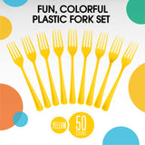 Exquisite Yellow Plastic Forks 50 Pieces Yellow Forks Disposable Utensils Heavy Duty Plastic Cutlery Set Disposable Cutlery Sets Flatware Sets