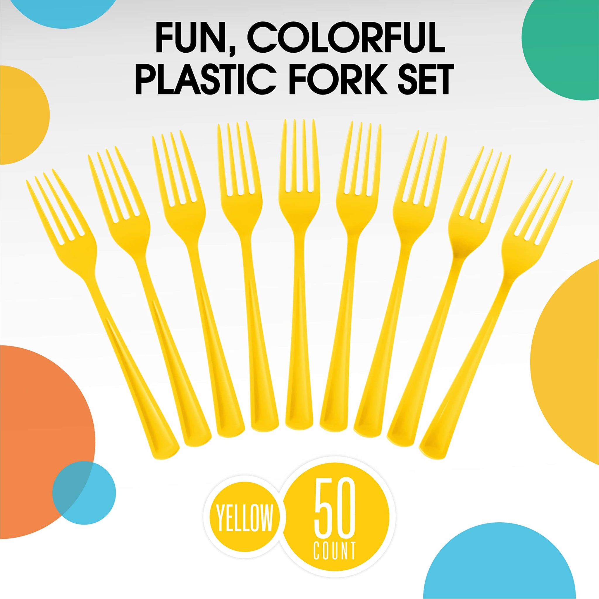 Exquisite Yellow Plastic Forks 50 Pieces Yellow Forks Disposable Utensils Heavy Duty Plastic Cutlery Set Disposable Cutlery Sets Flatware Sets