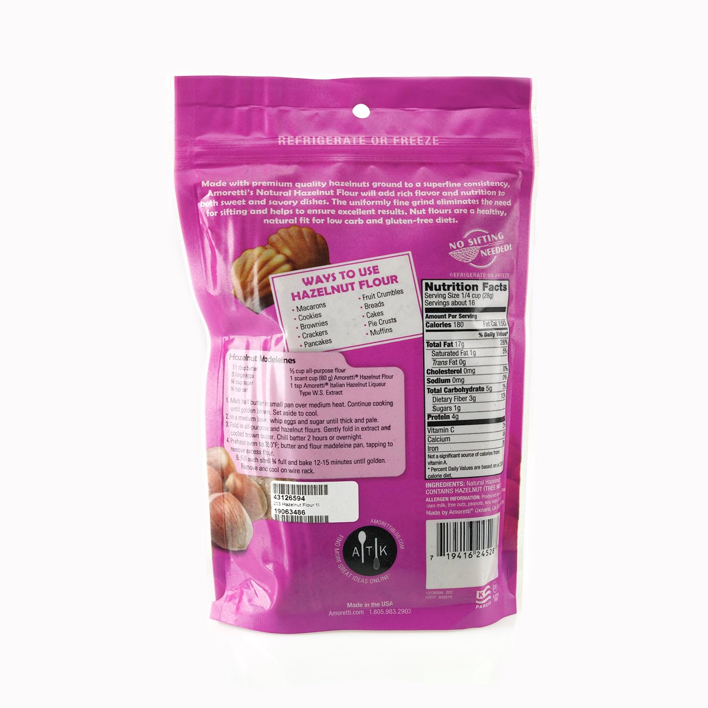 Amoretti - Natural Hazelnut Flour - 1 lb