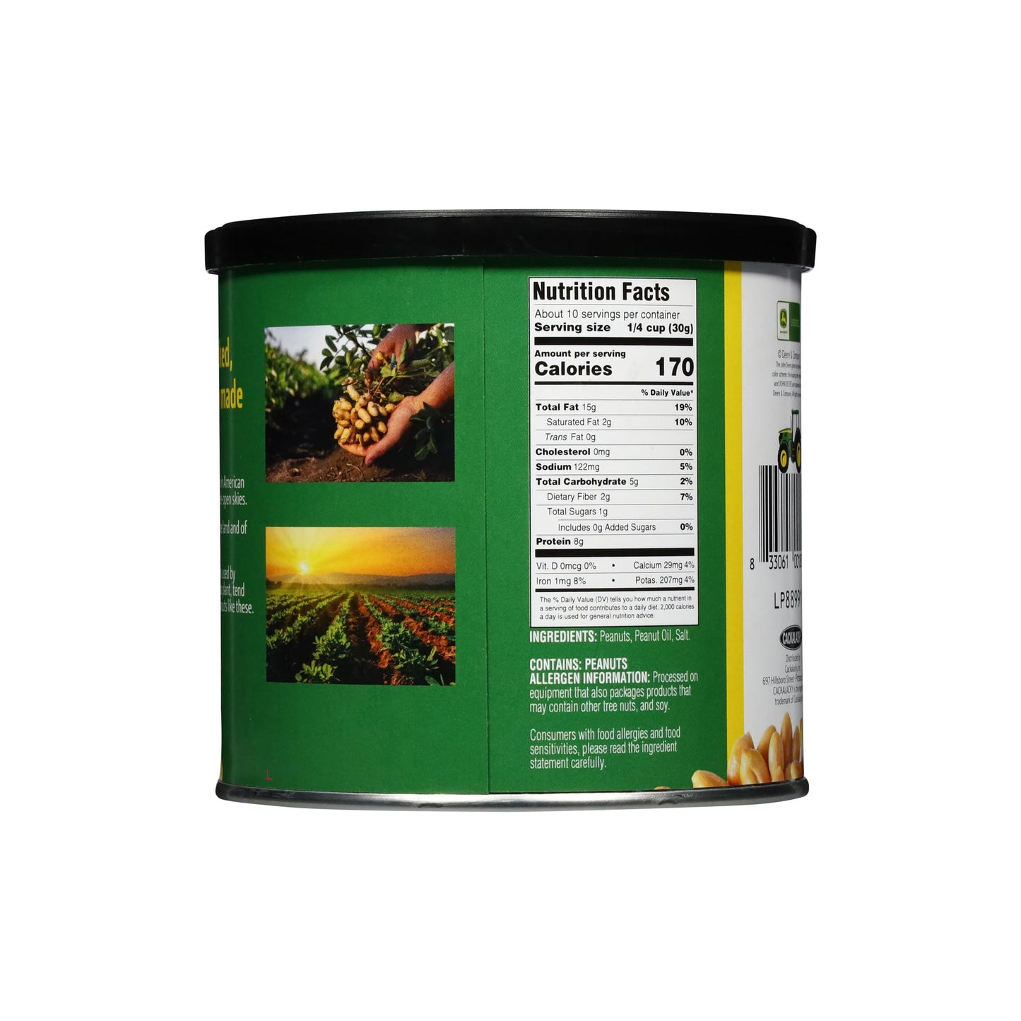 Cackalacky John Deere Salted Peanuts - 12 Ounce - Certified Gluten Free Roasted and Salted Nuts, Grown in USA