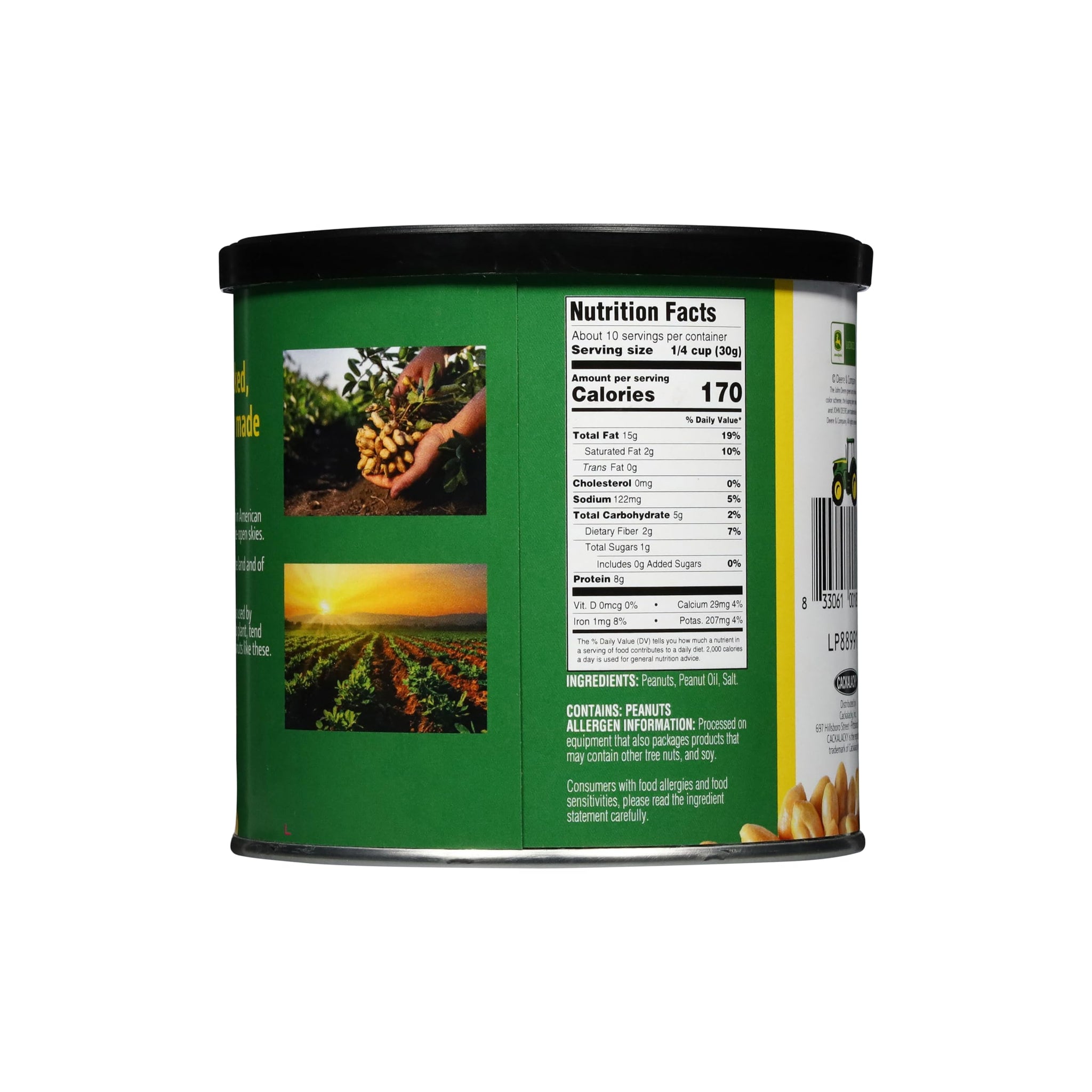 Cackalacky John Deere Salted Peanuts - 12 Ounce - Certified Gluten Free Roasted and Salted Nuts, Grown in USA