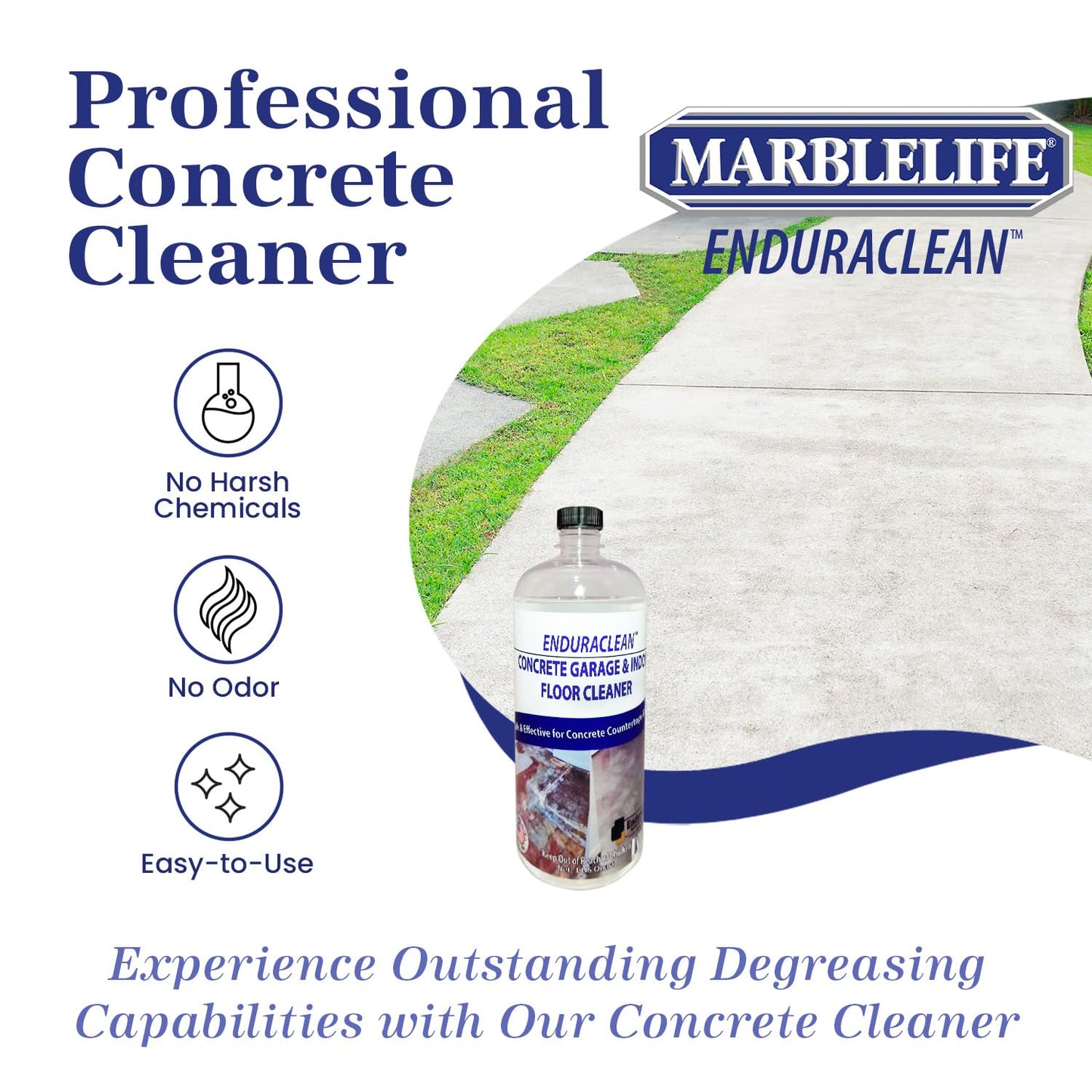 Marblelife EnduraCLEAN Garage and Indoor Concrete Floor Cleaner, Effective Basement & Garage Floor Cleaner, Effective Concrete Cleaner, Ready-To-Use