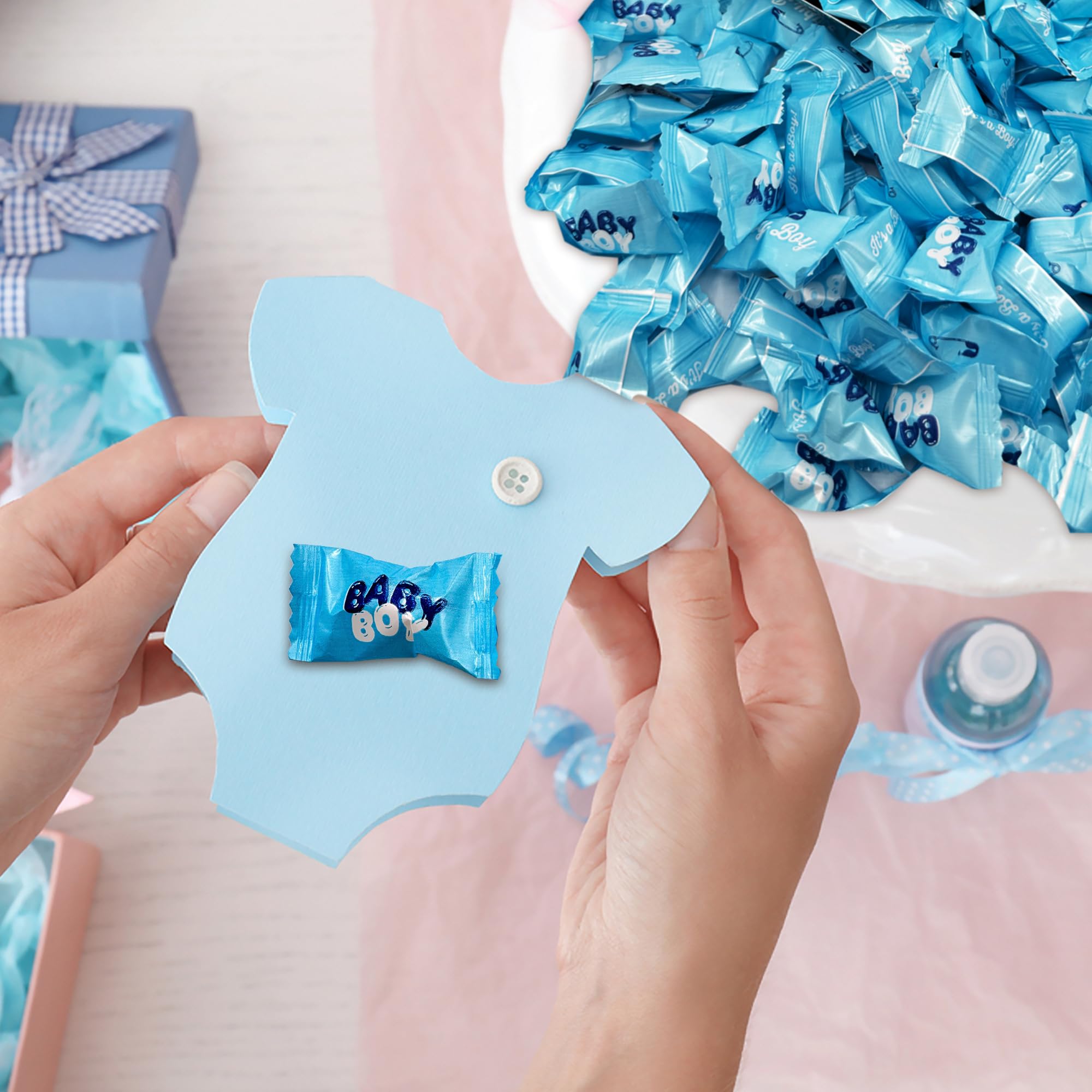 Baby Boy Buttermints - 100 Count - Baby Shower Blue Butter Mints Individually Wrapped - Baby Shower Candy - Perfect For Gender Reveal Parties