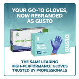 GUSTO Blue Nitrile Disposable Gloves [100 Count] 4 Mil Thick - Latex & Rubber Free - Non-Sterile, Powder-Free Gloves for Cleaning, Cooking
