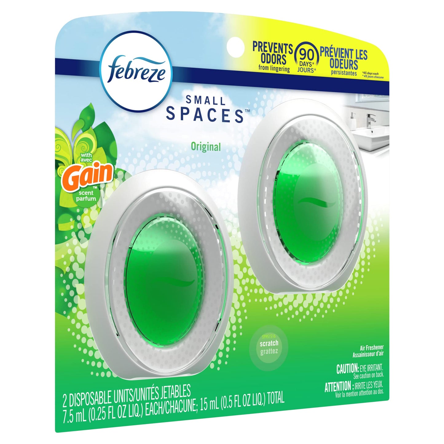 Febreze Odor-Eliminating Small Spaces Air Freshener, Gain Original Scent, 2 Count