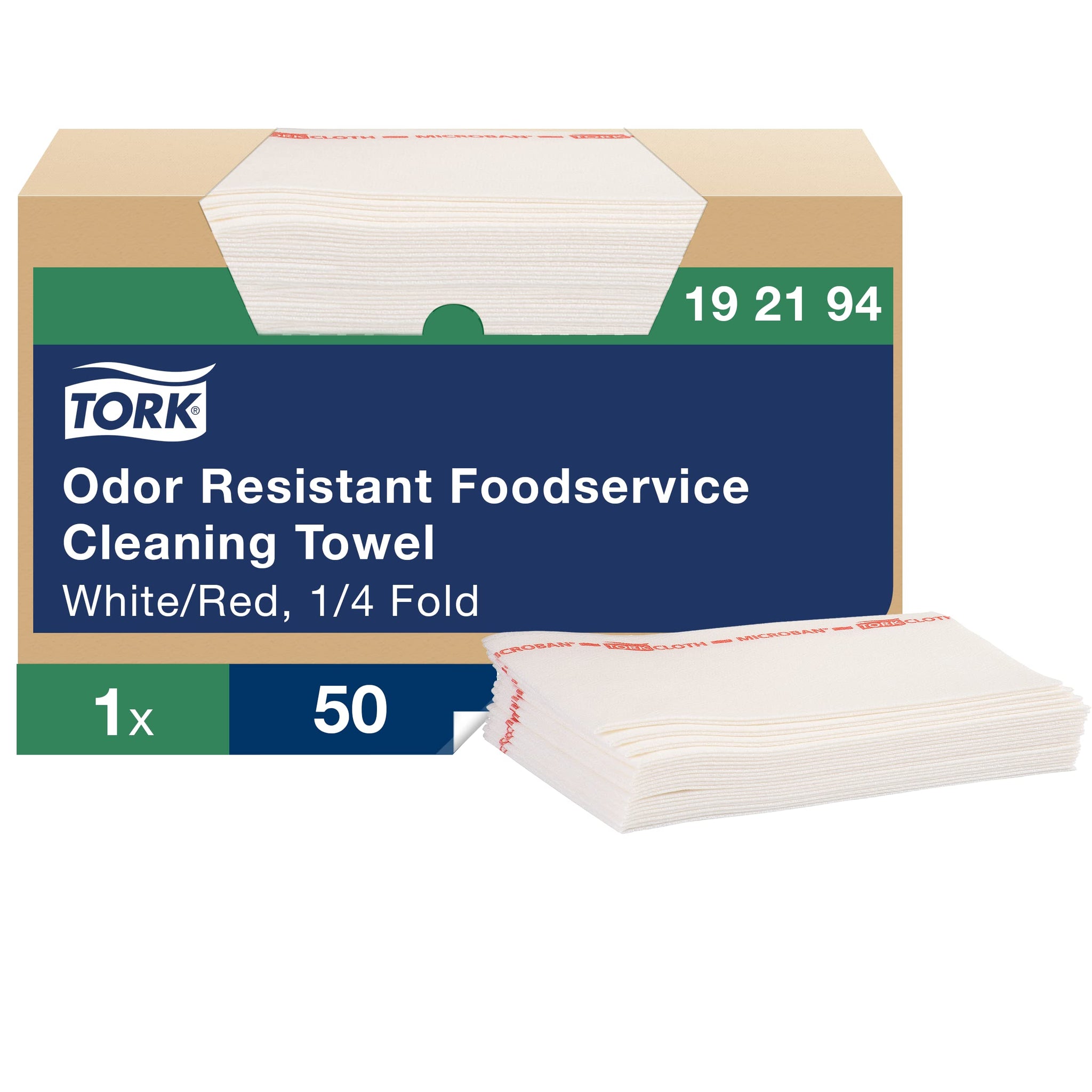 Tork Odor Resistant Foodservice Cleaning Cloth White Self Dispensing, 1 x 50 Cloths, 192194