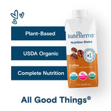 KATE FARMS Organic Nutrition Shake, Coffee, 16g Protein, 27 Vitamins and Minerals, Meal Replacement Shake, 11 oz (12 Pack)