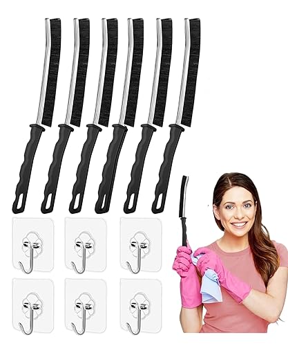 6Pcs Crevice Cleaning Brush 6 Extra Hooks, Multifunctional Cleaning Tool for Home & Kitchen,Heavy-Duty Deep Cleaning Gaps