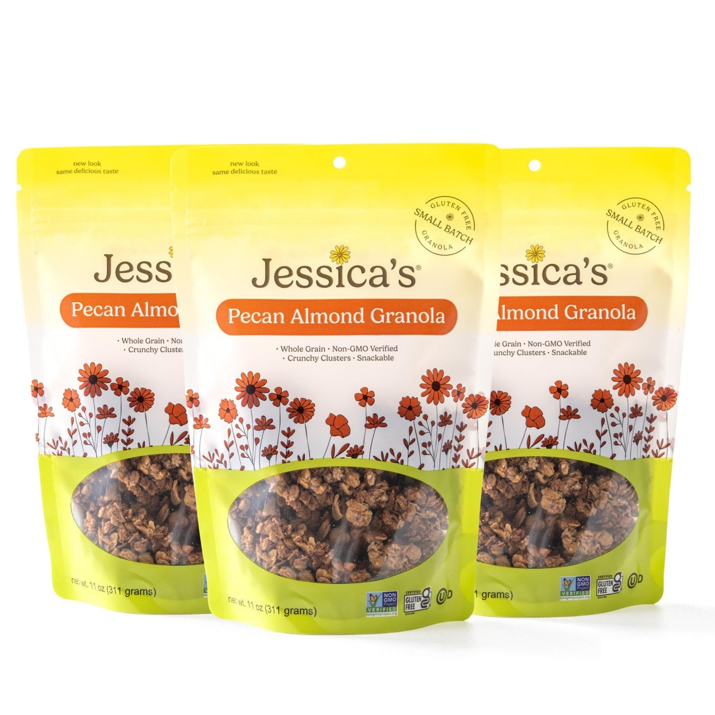 Jessica’s Pecan Almond Granola - Handmade, Non-GMO, Gluten-Free, Whole Grain, 11oz (3 Pack)