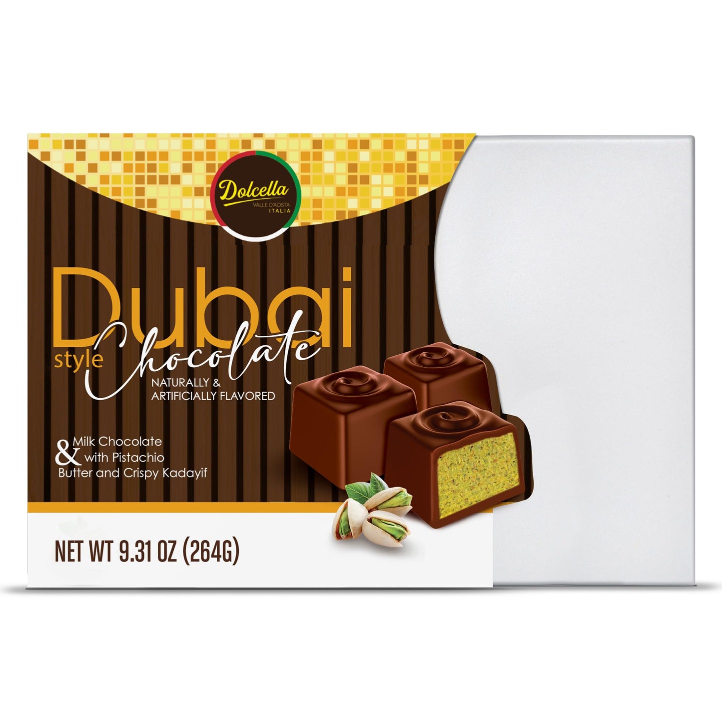 Dolcella Dubai Chocolate Truffles Gift Box - Milk Chocolate with Pistachio Cream, Butter & Crispy Kataifi | 24-Piece Luxury Chocolate Candy Box | 9.31