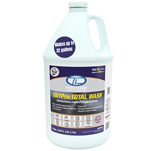 Theochem OXYPro Total Wash Outdoor Cleaner Concentrate for Pressure Washer - House Wash for Vinyl Siding, Deck, Concrete Driveway, Roof - Makes 32