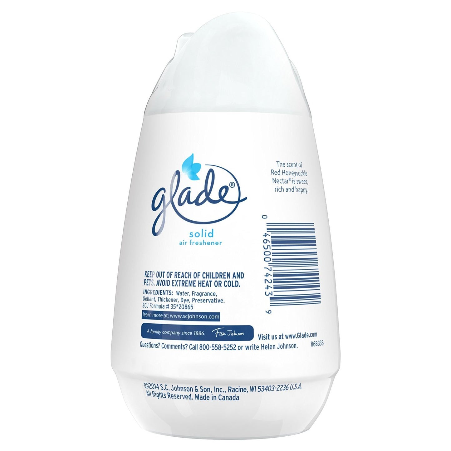 Glade Solid Air Freshener, Deodorizer for Home and Bathroom, Red Honeysuckle Nectar, 6 Oz