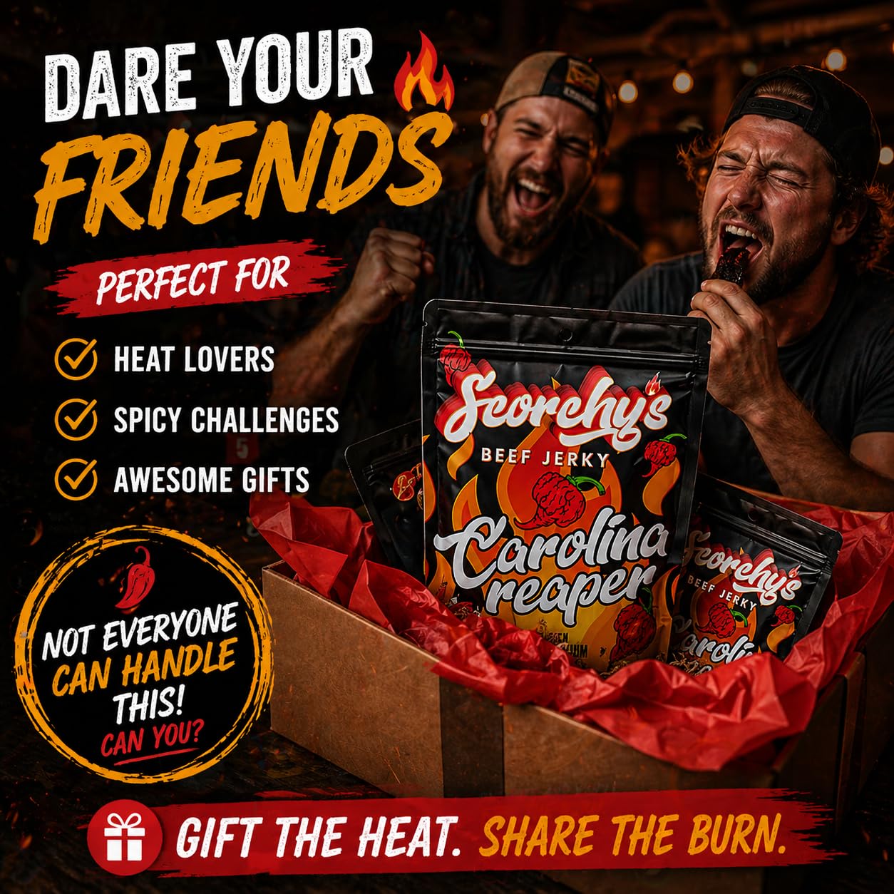 Scorchy's Jerky - Carolina Reaper Beef Jerky - Extreme Spicy Jerky, Made in USA, High Protein Snack, Low Carb, No MSG, Premium USDA Beef - Small Batch