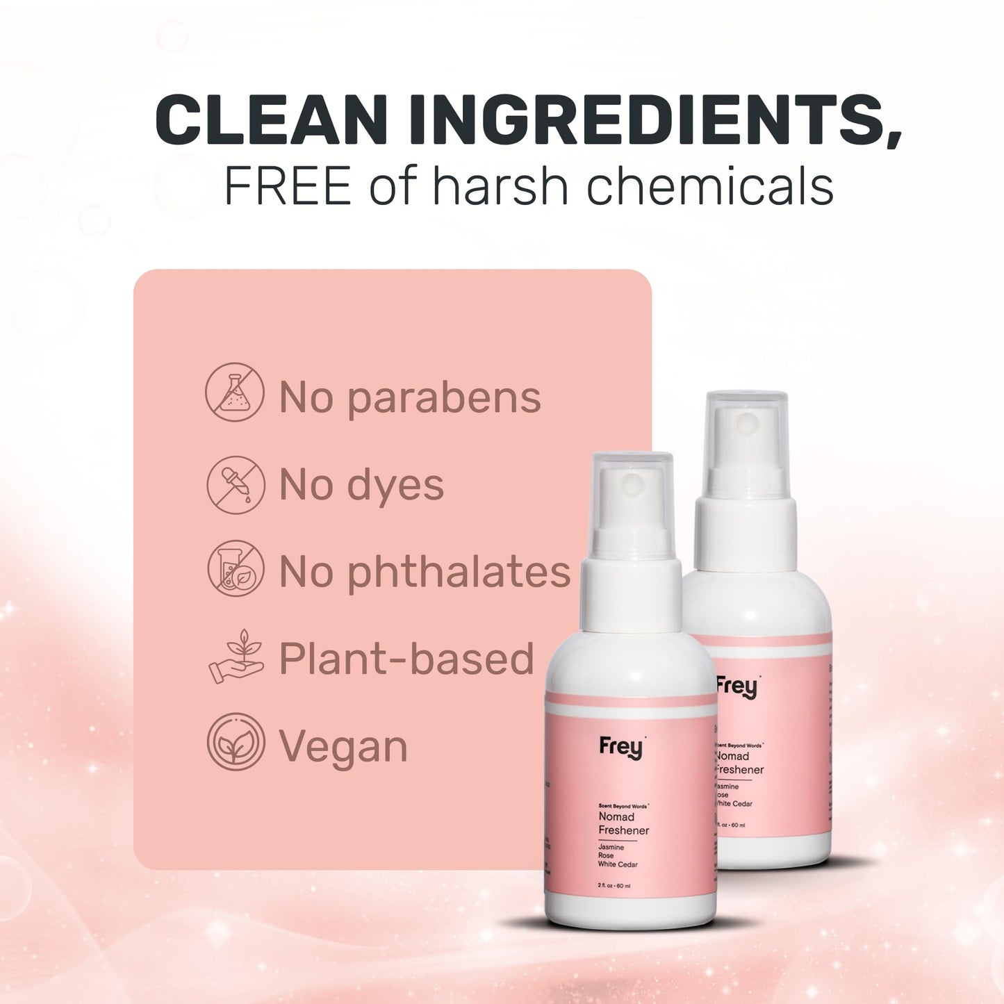 Frey Fabric Freshener Spray - Pack of 2 | Linen Spray Deodorizer for Laundry | Jasmine Rose | 2oz Bottles