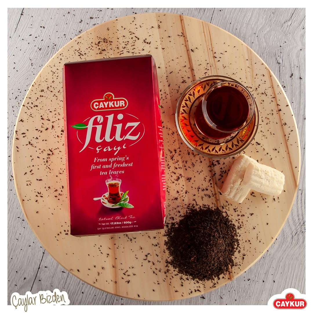 ÇAYKUR Black Tea Duo, Filiz & Caycicegi, Youngest Tea buds & Smooth Loose Leaf Blend, Perfect for Daily Enjoyment for Breakfast 500g / 17.6 Oz each